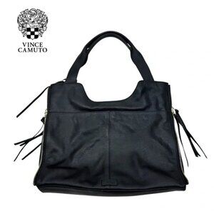 Vince Camuto Corla Pebbled Leather Double Handled Handbag, EUC